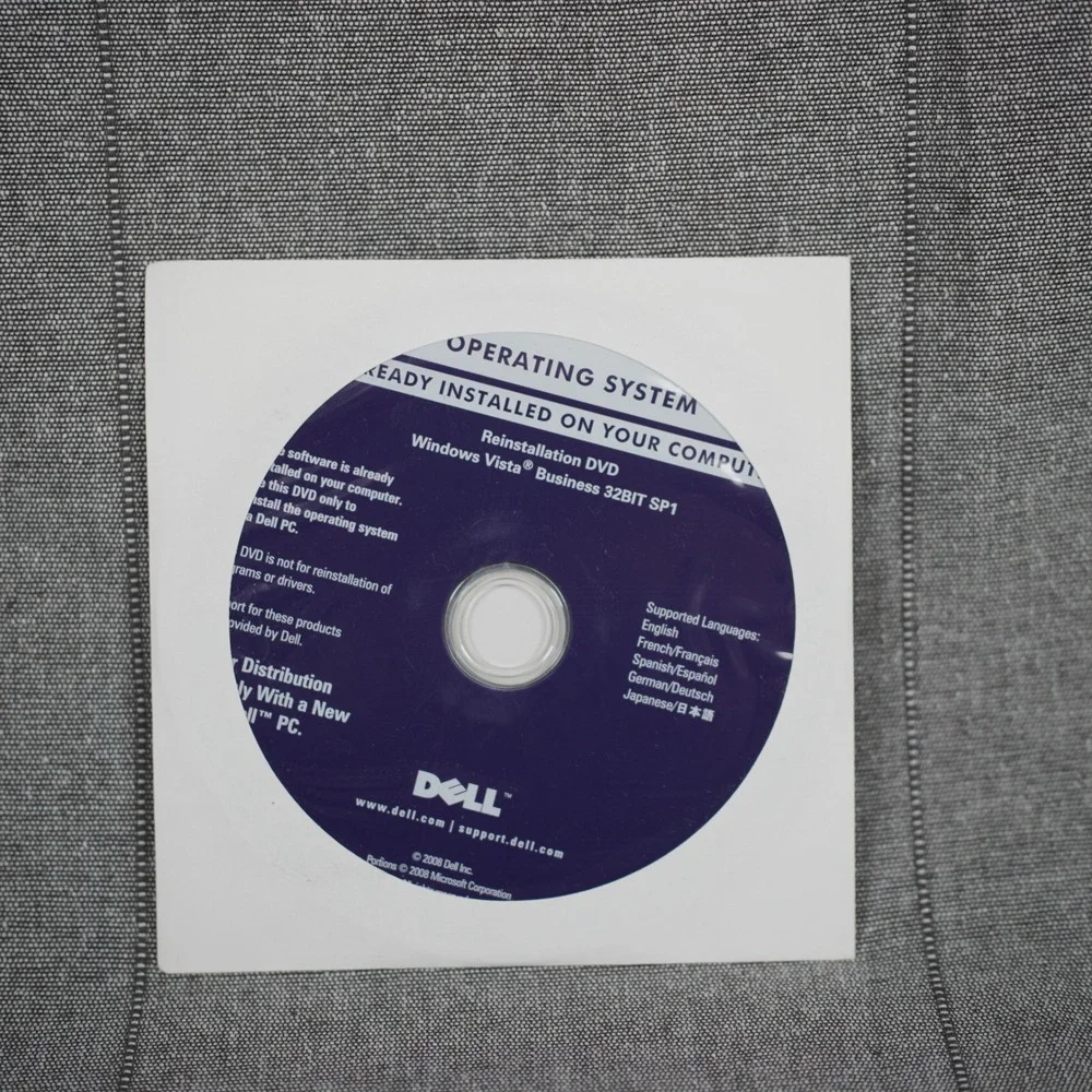 Dell Windows Vista Business 32BIT SP1 Reinstallation DVD 0J229H New Sealed